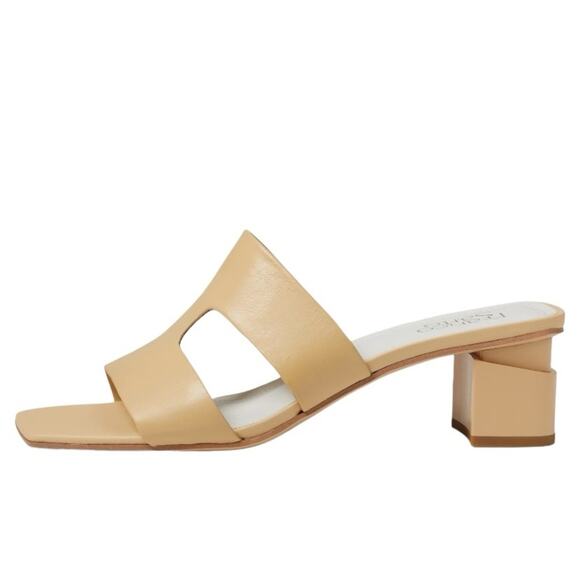 Franco Sarto Kirsi Beige Tan Leather Slide Heel Sandal size 9 - Picture 1 of 12